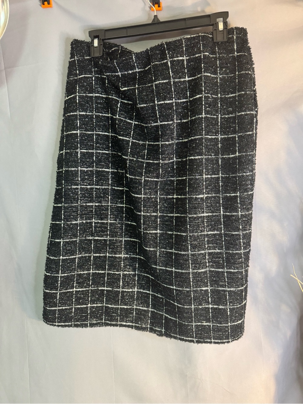 Classic Black Windowpane Pencil Skirt